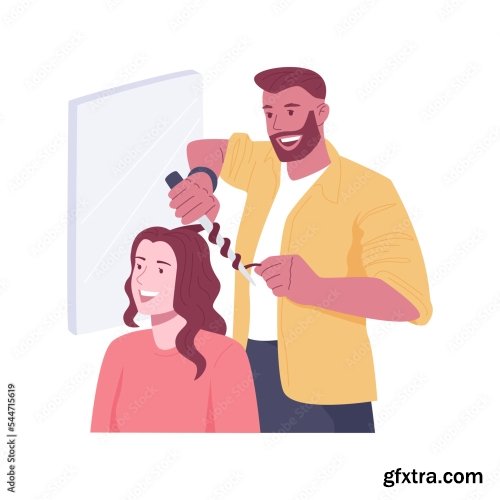 Hairstyling Isolated Cartoon Vector Illustrations 6xAI