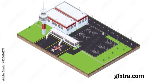 Isometric Scene Of Transport Airplane 6xAI