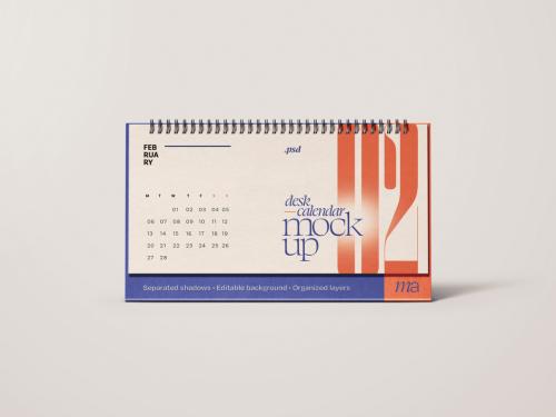 Horizontal Desk Calendar Mockup