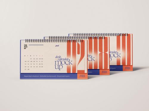 Horizontal Desk Calendar Mockup