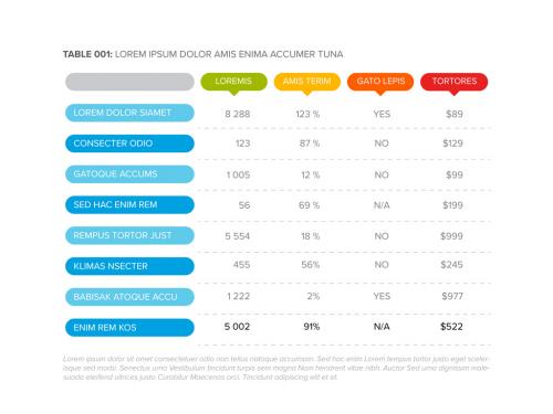 Simple Flat Color Data Table Layout Template