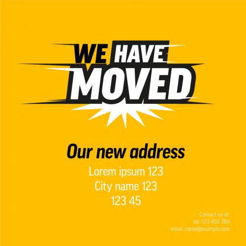 We Have Moved Yellow Minimalistic Flyer Template