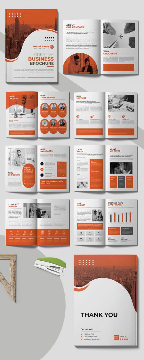 Bifold Business Brochure Layout with Diamond Photo Elements