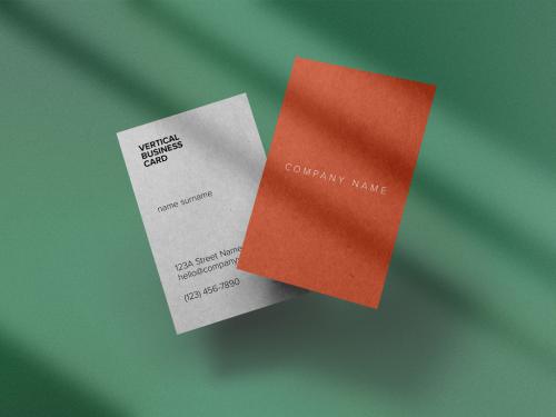 Vertical Business Card Mockup with Editable Background