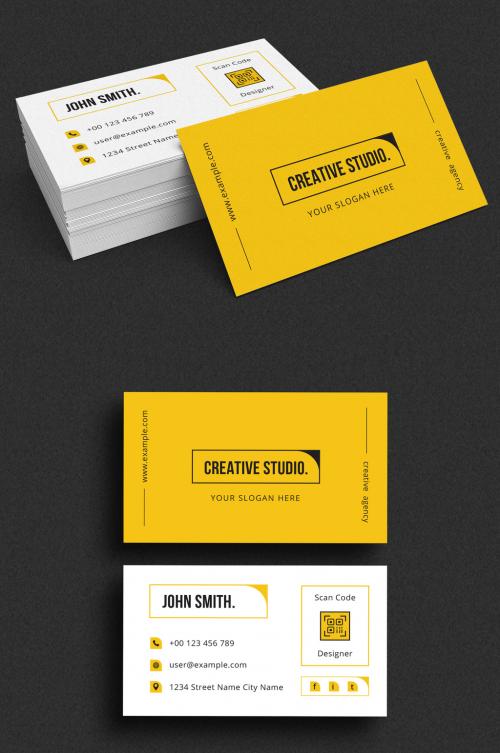 Yellow and White Business Card Design Layout