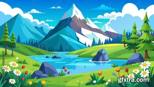 Create A Vector Art Of A Beautiful Mountain Lands 6xSVG