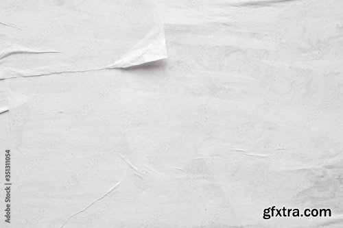 Blank White Crumpled And Creased Paper Poster Texture Background 6xJPEG