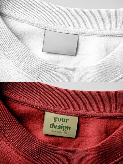 Close-up of a Fabric Label Mockup on a T Shirt