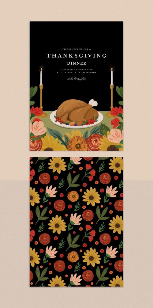 Thanksgiving Dinner Invitation with Turkey