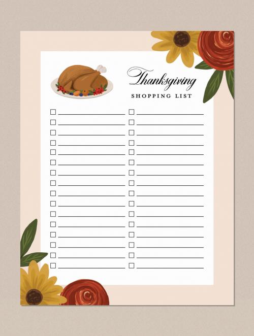 Thanksgiving Shopping List Template Design