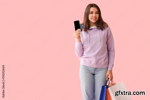 Young Woman With Credit Card Paying 6xJPEG