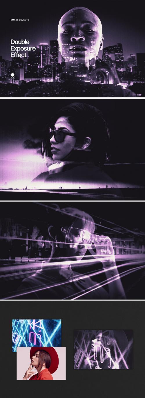 Purple Double Exposure Photo Effect Mockup