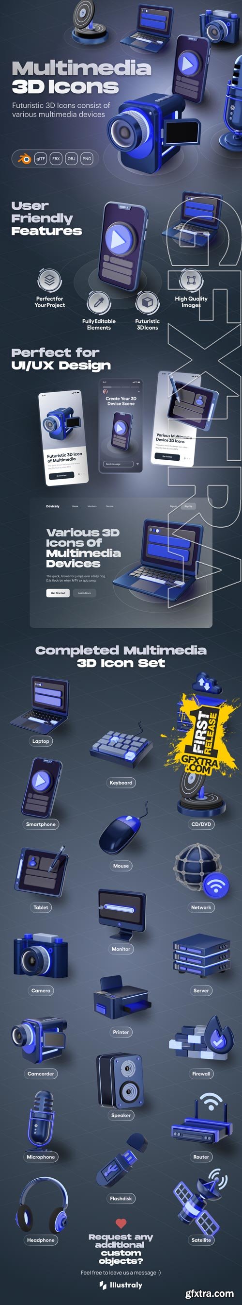 Devicely - Multimedia & Device 3D Icon Set Model