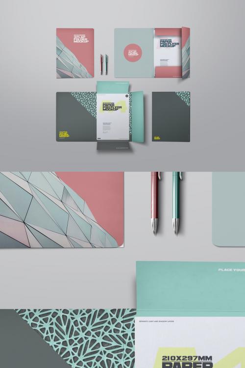 3 Flap Folder Mockup - A4 Paper