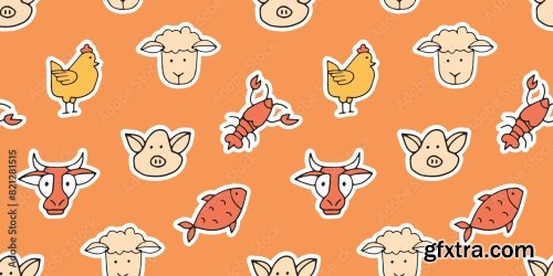 Animal Seamless Pattern 6xAI