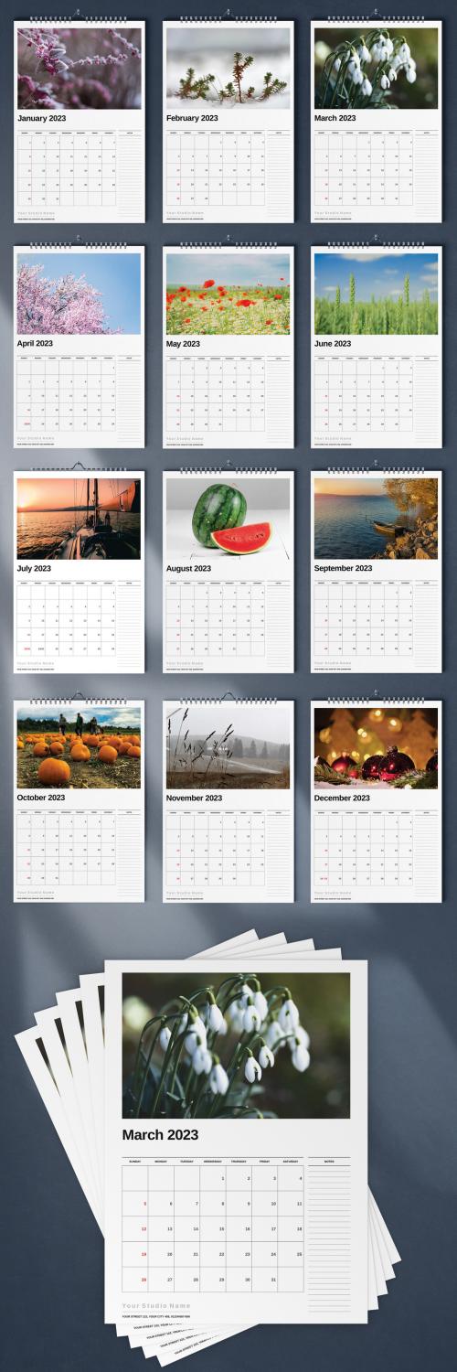 Nature Wall Calendar 2023 Layout