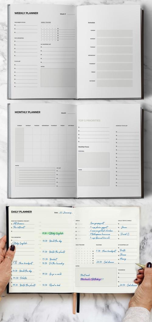 Grayscale Weekly Planner 2023 Layout 