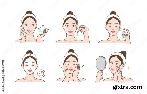 Skincare Illustrations Set 6xAI