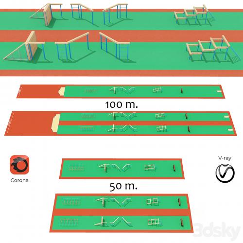 Obstacle course with rubber crumb coating