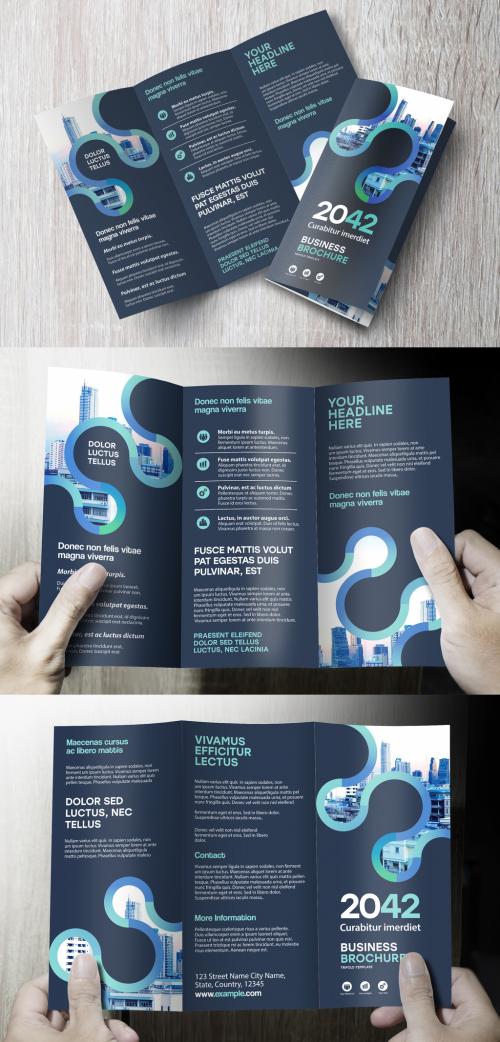 Blue and Black Curve Brochure Layout