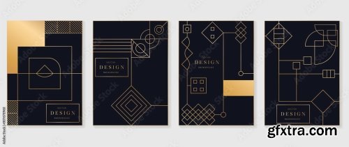 Art Deco Invitation Card Background Vector 6xAI