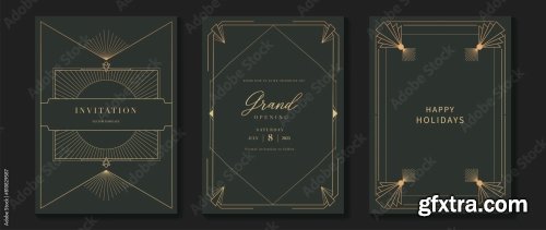 Art Deco Invitation Card Background Vector 6xAI