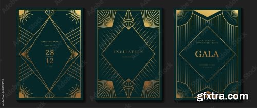 Art Deco Invitation Card Background Vector 6xAI