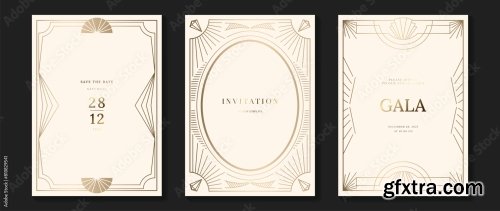 Art Deco Invitation Card Background Vector 6xAI