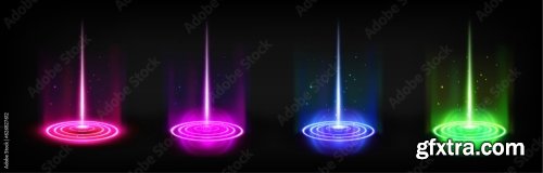 Hologram Portals Set Isolated 6xAI