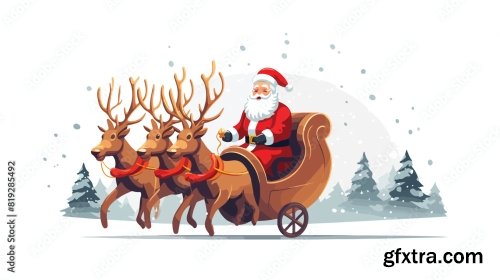 Vector Flat Cartoon Santa Claus 6xAI