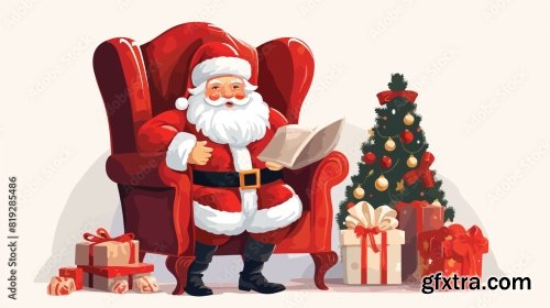 Vector Flat Cartoon Santa Claus 6xAI