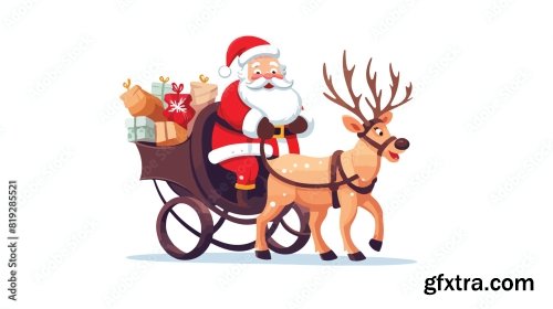 Vector Flat Cartoon Santa Claus 6xAI