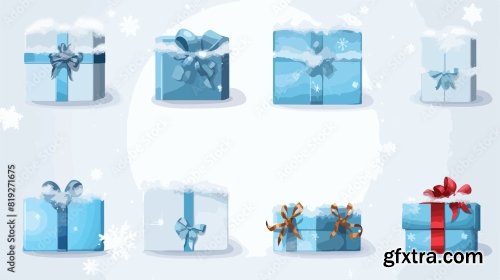 Vector Cartoon Realistic White Blue Winter 6xAI