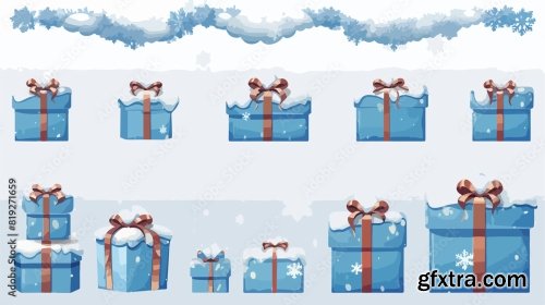 Vector Cartoon Realistic White Blue Winter 6xAI