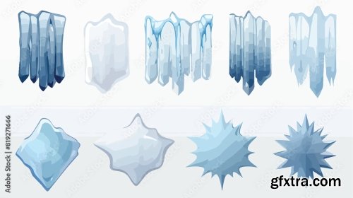 Vector Cartoon Realistic White Blue Winter 6xAI