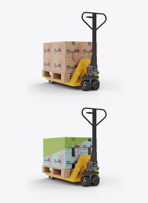 Hand Pallet Truck with Boxes Mockup