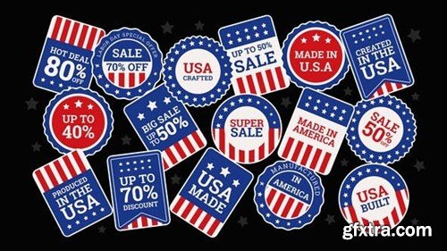 Videohive USA Stickers Animated Overlays 52321703