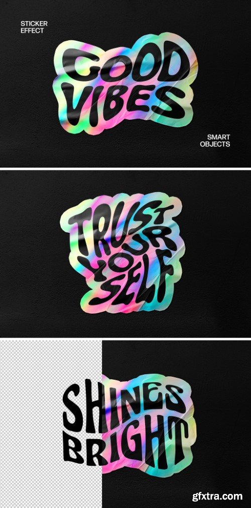 Holo Wrinkled Sticker Mockup