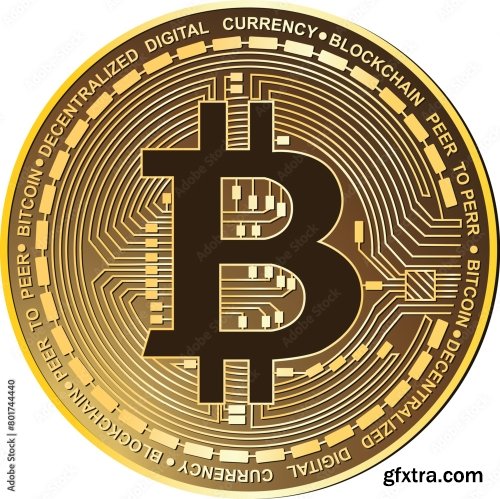 Many Golden Bitcoins Illustration 6xAI