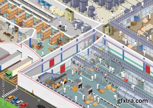 Isometric Factory Logistics Machines 4xAI