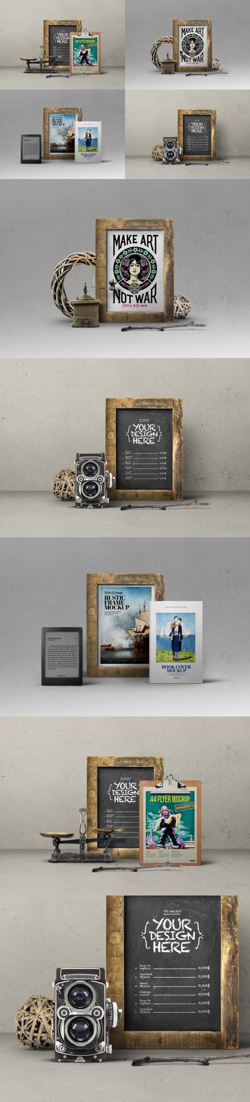 Frame Mockup Old Raw Rustic Scenes