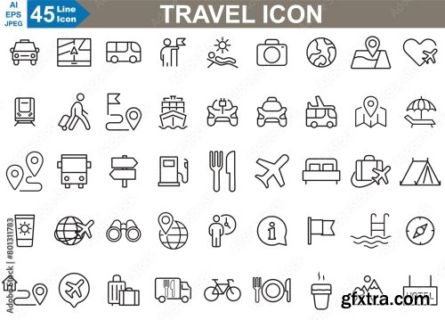 Line Icons Set Vector Illustrator 6xAI