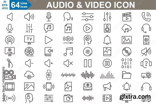 Line Icons Set Vector Illustrator 6xAI