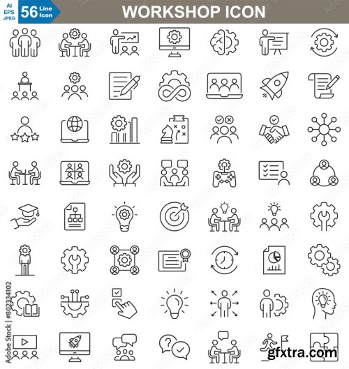 Line Icons Set Vector Illustrator 6xAI