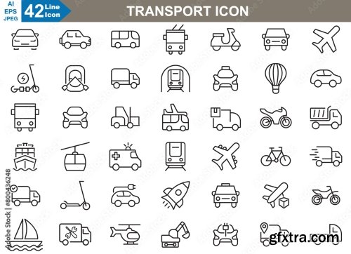 Line Icons Set Vector Illustrator 6xAI