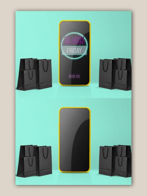 Black Friday Mobile and Bag Mockup