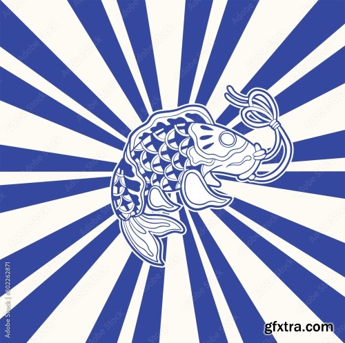 Hand Drawn Vector Illustration Of Koi Fishes 6xAI