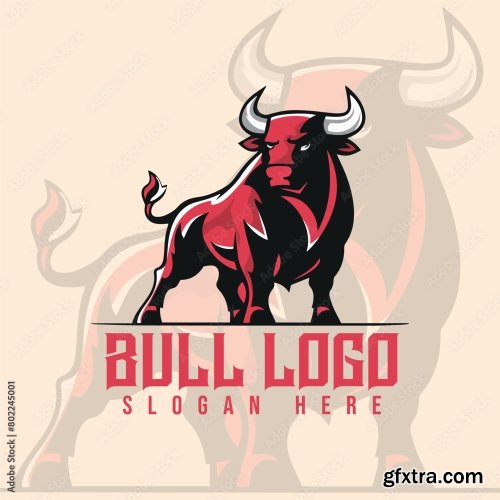 Elegant Bull Concept For Business Logo Design 6xAI