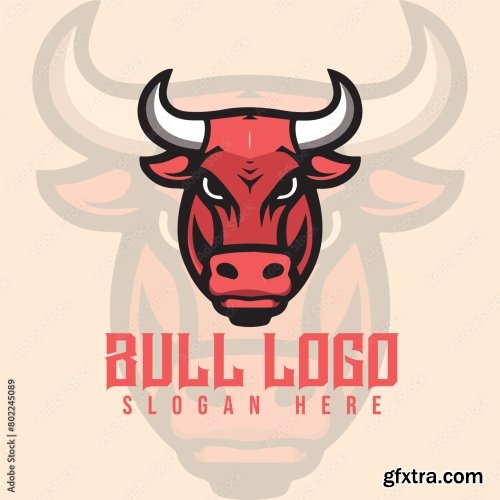 Elegant Bull Concept For Business Logo Design 6xAI