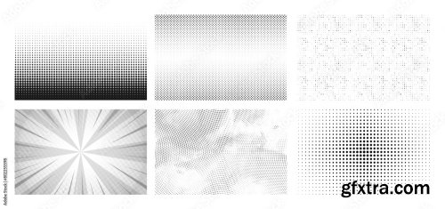 Set Of Seamless Halftone Dot Background 6xAI